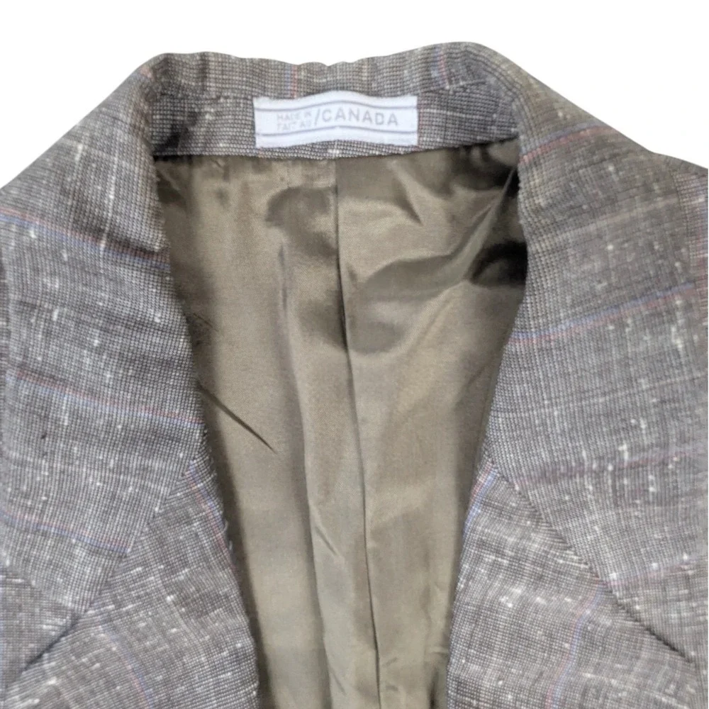 Leishman Mens 41R Wool Blend Blazer Grey Brown Pinstripe Sport Coat Canada